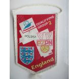 1996 POLAND V ENGLAND FRANCE 98 WORLD CUP QUALIFIER PENNANT