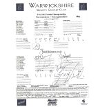 CRICKET - 2001 SCORECARD WARWICKSHIRE V NOTTINGHAMSHIRE MULTISIGNED