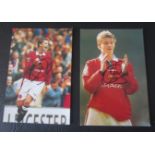 MANCHESTER UNITED - OFFICIAL CLUB PHOTO'S OF OLE GUNNER SOLSKJAER BOTH HAND SIGNED