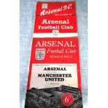 ARSENAL V MANCHESTER UNITED PROGRAMMES - 1949-50, 1950-51 & 1951-52