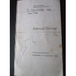 MANCHESTER UNITED AUTOGRAPHED DINNER MENU - GEORGE BEST, NOEL CANTWELL, BOBBY CHARLTON ETC