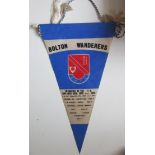 1950'S VINTAGE BOLTON WANDERERS PENNANT
