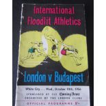 ATHLETICS - 1956 LONDON V BUDAPEST PROGRAMME