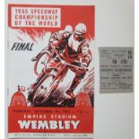 1955 SPEEDWAY CHAMPIONSHIP OF THE WORLD AT WEMBLEY PROGRAMME + TICKET