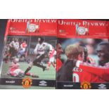 MANCHESTER UNITED HOME PROGRAMMES 1998-99 TREBLE SEASON X 6