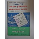 1958 FA CUP FINAL - BOLTON V MANCHESTER UNITED PROGRAMME & TICKET