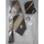 PORT VALE TIE, HANDKERCHIEF SQUARE AND LAPEL BADGES