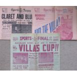 1957 FA CUP FINAL ASTON VILLA V MANCHESTER UNITED NEWSPAPERS X 3