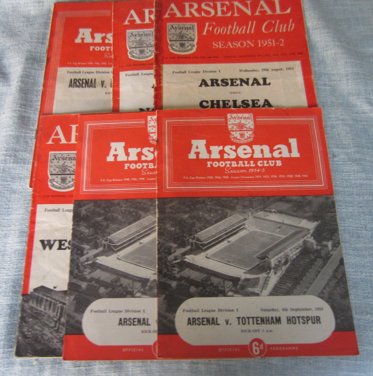 ARSENAL - 7 HOME PROGRAMMES ALL EARLY 1950'S