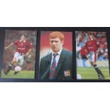 MANCHESTER UNITED - OFFICIAL CLUB PHOTO'S OF PAUL SCHOLES & GARY NEVILLE X 2 ALL HAND SIGNED