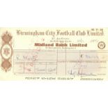 ORIGINAL 1970 BIRMINGHAM CITY WAGES CHEQUE TO RAY MARTIN