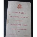 1901-02 SUNDERLAND CHAMPIONSHIP WINNING CELEBRATION MENU