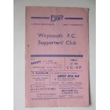 1954-55 WEYMOUTH V BRISTOL ROVERS RESERVES