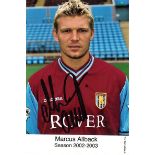 MARCUS ALLBACK HAND SIGNED ASTON VILLA 2002/03 CLUB CARD