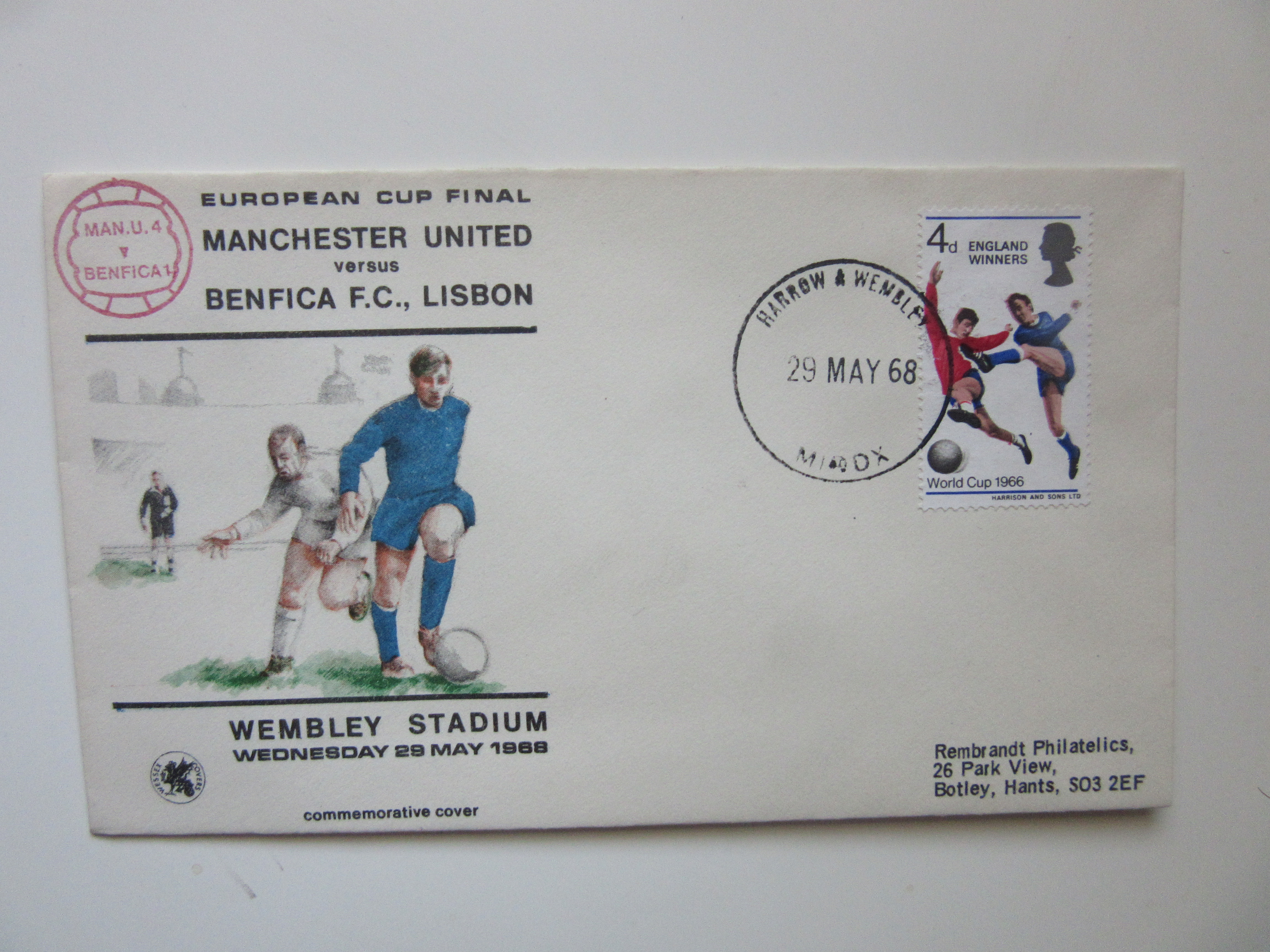 1968 EUROPEAN CUP FINAL MANCHESTER UNITED V BENFICA POSTAL COVER