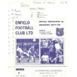 1977/78 ENFIELD V WIGAN F.A. TROPHY REPLAY INCLUDES HAND WRITTEN TEAM SHEETS