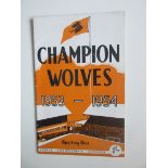 WOLVES - 1953-54 LEAGUE CHAMPIONSHIP SOUVENIR BOOKLET