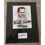 MOTOR RACING FORMULA 1 - JACK BRABHAM HAND SIGNED MOUNTED ARTWORK