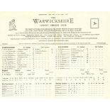 CRICKET - 1955 SCORECARD WARWICKSHIRE V DERBYSHIRE