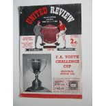 1959-60 MANCHESTER UNITED V PRESTON FA YOUTH CUP SEMI - FINAL COMPLETE WITH TOKEN