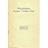 CRICKET - WARWICKSHIRE C.C.C. ANNUAL REPORT 1937