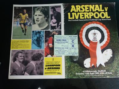 1980 FA CUP SEMI-FINAL ARSENAL V LIVERPOOL - TWO PROGRAMMES & TICKET