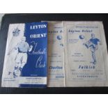 LEYTON ORIENT HOME PROGRAMMES 1950'S X 3