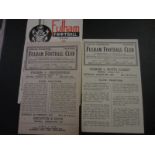FULHAM 1940'S / 50'S HOME PROGRAMMES X 3