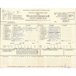 CRICKET - 1962 WORCESTERSHIRE V WARWICKSHIRE SCORECARD