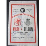 1949-50 WALES V BELGIUM AUTOGRAPHED BY 6