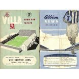 ASTON VILLA V WEST BROMWICH W.B.A. HOME AND AWAY 1955-56