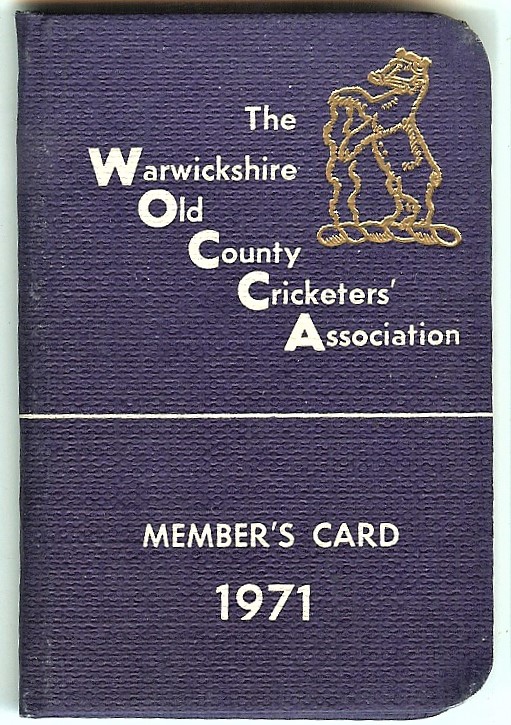 CRICKET - 1971 WARWICKSHIRE C.C.C. EX PLAYERS' MEMBERSHIP CARD