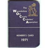 CRICKET - 1971 WARWICKSHIRE C.C.C. EX PLAYERS' MEMBERSHIP CARD