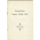 CRICKET - WARWICKSHIRE C.C.C. ANNUAL REPORT 1930