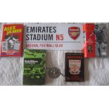 ARSENAL F.C. SILVER PLATED CANNON + BOOKS & METAL STADIUM SIGN