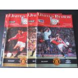 MANCHESTER UNITED HOME CUP PROGRAMMES 1998-99 TREBLE SEASON X 5