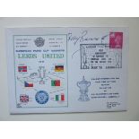 1972 LEEDS UNITED FA CUP / FAIRS CUP POSTAL COVER AUTOGRAPHED BY BILLY BREMNER