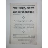 1951-52 WEST BROMWICH ALBION V MIDDLESBROUGH PIRATE PROGRAMME