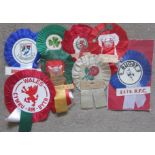 RUGBY - SMALL COLLECTION OF VINTAGE ROSETTES X 8