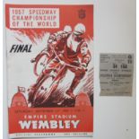 1957 SPEEDWAY CHAMPIONSHIP OF THE WORLD AT WEMBLEY PROGRAMME & TICKET
