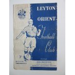 1950-51 LEYTON ORIENT V GILLINGHAM - IST SEASON BACK IN THE LEAGUE FOR GILLINGHAM