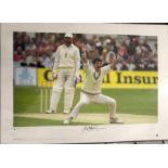 CRICKET - NEW ZEALAND'S RICHARD HADLEE LIMITED EDITION HAND SIGNED PRINT