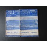CARDIFF CITY HOME PROGRAMMES LATE 50'S / EARLY 60'S X 9
