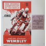 1956 SPEEDWAY CHAMPIONSHIP OF THE WORLD AT WEMBLEY PROGRAMME & TICKET