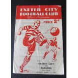 1946-47 EXETER CITY V READING FULLY SIGNED BY THE READING TEAM