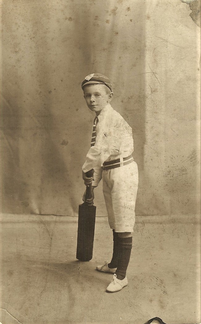 CRICKET - VINTAGE SMALL BOY POSTCARD