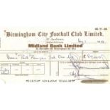 ORIGINAL 1978 BIRMINGHAM CITY CHEQUE TO QUEENS PARK RANGERS Q.P.R. DON GIVENS