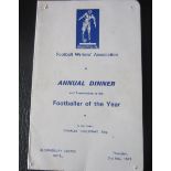 1973-74 FOOTBALLER OF THE YEAR MENU - WINNER NORMAN HUNTER LEEDS UNITED