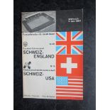 1963 SWITZERLAND V ENGLAND & USA