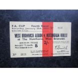 1957-58 WEST BROMWICH ALBION V NOTTINGHAM FOREST FA CUP COMPLETE TICKET